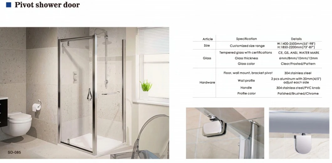 New Design European Style 6mm Folding Shower Door Frameless Shower Room