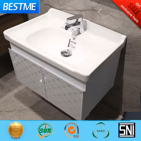 Mueble de baño de PVC duradero blanco moderno colgado en la pared